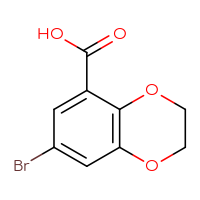 Chemical structure of 7-bromo-2,3-dihydro-1,4-benzodioxine-5-carboxylic acid - CSSB00012920500