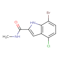 Chemical structure of 7-bromo-4-chloro-N-methyl-1H-indole-2-carboxamide - CSSB07447763578