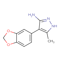 Chemical structure of 4-(2H-1,3-benzodioxol-5-yl)-5-methyl-1H-pyrazol-3-amine - CSSB00027691228