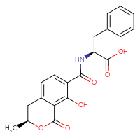 Chemical structure of (2S)-2-{[(3S)-8-hydroxy-3-methyl-1-oxo-3,4-dihydro-1H-2-benzopyran-7-yl]formamido}-3-phenylpropanoic acid - CSSB00159259978