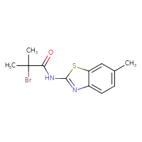 Chemical structure of 2-bromo-2-methyl-N-(6-methyl-1,3-benzothiazol-2-yl)propanamide - CSSB00006009304
