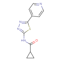 Chemical structure of N-[5-(pyridin-4-yl)-1,3,4-thiadiazol-2-yl]cyclopropanecarboxamide - CSSB00103426282