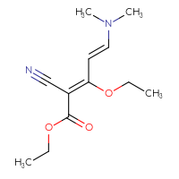 Chemical structure of ethyl (2Z,4E)-2-cyano-5-(dimethylamino)-3-ethoxypenta-2,4-dienoate - CSSB03437846436