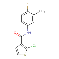 Chemical structure of 2-chloro-N-(4-fluoro-3-methylphenyl)thiophene-3-carboxamide - CSSB01999053332