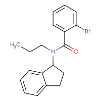 Chemical structure of 2-bromo-N-(2,3-dihydro-1H-inden-1-yl)-N-propylbenzamide - CSSB02121647697