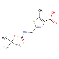 Chemical structure of 2-({[(tert-butoxy)carbonyl]amino}methyl)-5-methyl-1,3-thiazole-4-carboxylic acid - CSSB00010113807