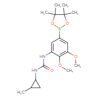 Chemical structure of 1-[2,3-dimethoxy-5-(4,4,5,5-tetramethyl-1,3,2-dioxaborolan-2-yl)phenyl]-3-(2-methylcyclopropyl)urea - CSSB21332129980