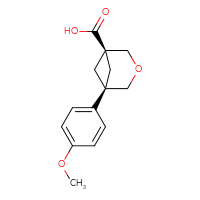 Chemical structure of (1r,5r)-5-(4-methoxyphenyl)-3-oxabicyclo[3.1.1]heptane-1-carboxylic acid - CSSB20504684567