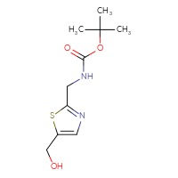 Chemical structure of tert-butyl N-{[5-(hydroxymethyl)-1,3-thiazol-2-yl]methyl}carbamate - CSSB00025792699