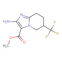 Chemical structure of methyl 2-amino-6-(trifluoromethyl)-5H,6H,7H,8H-imidazo[1,2-a]pyridine-3-carboxylate - CSSB02515434291