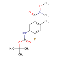 Chemical structure of tert-butyl N-{2-fluoro-5-[methoxy(methyl)carbamoyl]-4-methylphenyl}carbamate - CSSB21151593288