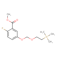 Chemical structure of methyl 2-fluoro-5-{[2-(trimethylsilyl)ethoxy]methoxy}benzoate - CSSB21224974232