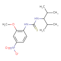 Chemical structure of 3-(2,4-dimethylpentan-3-yl)-1-(2-methoxy-4-nitrophenyl)thiourea - CSSB21432495257