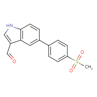 Chemical structure of 5-(4-methanesulfonylphenyl)-1H-indole-3-carbaldehyde - CSSB06587326486