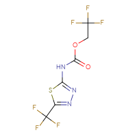 Chemical structure of 2,2,2-trifluoroethyl N-[5-(trifluoromethyl)-1,3,4-thiadiazol-2-yl]carbamate - CSSB07931828784