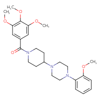Chemical structure of 1-(2-methoxyphenyl)-4-[1-(3,4,5-trimethoxybenzoyl)piperidin-4-yl]piperazine - CSSB00121601305