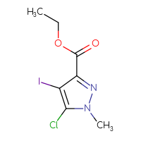 Chemical structure of ethyl 5-chloro-4-iodo-1-methyl-1H-pyrazole-3-carboxylate - CSSB06358888929