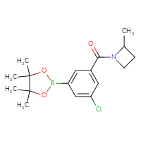 Chemical structure of 1-[3-chloro-5-(4,4,5,5-tetramethyl-1,3,2-dioxaborolan-2-yl)benzoyl]-2-methylazetidine - CSSB02522277432