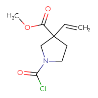 Chemical structure of methyl 1-(carbonochloridoyl)-3-ethenylpyrrolidine-3-carboxylate - CSSB14968819316