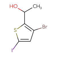 Chemical structure of 1-(3-bromo-5-iodothiophen-2-yl)ethan-1-ol - CSSB21230190553