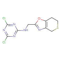 Chemical structure of 4,6-dichloro-N-({4H,6H,7H-thiopyrano[3,4-d][1,3]oxazol-2-yl}methyl)-1,3,5-triazin-2-amine - CSSB21332060990