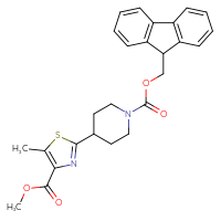 Chemical structure of (9H-fluoren-9-yl)methyl 4-[4-(methoxycarbonyl)-5-methyl-1,3-thiazol-2-yl]piperidine-1-carboxylate - CSSB21123235052