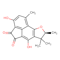 Chemical structure of (8S)-3,6-dihydroxy-1,7,7,8-tetramethyl-4H,5H,7H,8H-acenaphthyleno[5,4-b]furan-4,5-dione - CSSB00102570025