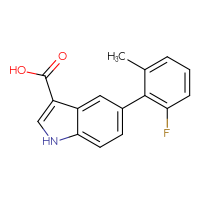 Chemical structure of 5-(2-fluoro-6-methylphenyl)-1H-indole-3-carboxylic acid - CSSB21531603207