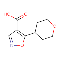 Chemical structure of 5-(oxan-4-yl)-1,2-oxazole-4-carboxylic acid - CSSB00021207250