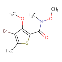 Chemical structure of 4-bromo-N,3-dimethoxy-N,5-dimethylthiophene-2-carboxamide - CSSB01992616989