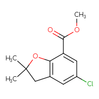 Chemical structure of methyl 5-chloro-2,2-dimethyl-2,3-dihydro-1-benzofuran-7-carboxylate - CSSB00010381866