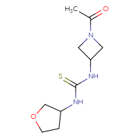 Chemical structure of 3-(1-acetylazetidin-3-yl)-1-(oxolan-3-yl)thiourea - CSSB21432499923