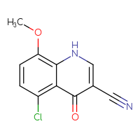 Chemical structure of 5-chloro-8-methoxy-4-oxo-1,4-dihydroquinoline-3-carbonitrile - CSSB00000298447