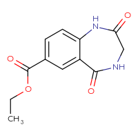 Chemical structure of ethyl 2,5-dioxo-2,3,4,5-tetrahydro-1H-1,4-benzodiazepine-7-carboxylate - CSSB03515517843