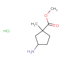 Chemical structure of methyl 3-amino-1-methylcyclopentane-1-carboxylate hydrochloride - CSSB06446554740