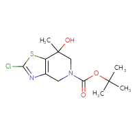 Chemical structure of tert-butyl 2-chloro-7-hydroxy-7-methyl-4H,5H,6H,7H-[1,3]thiazolo[4,5-c]pyridine-5-carboxylate - CSSB21246290886