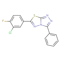 Chemical structure of 6-(3-chloro-4-fluorophenyl)-3-phenyl-[1,2,4]triazolo[3,4-b][1,3,4]thiadiazole - CSSB00121603958