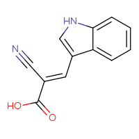Chemical structure of (2E)-2-cyano-3-(1H-indol-3-yl)prop-2-enoic acid - CSSB00020916355