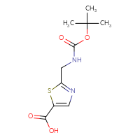 Chemical structure of 2-({[(tert-butoxy)carbonyl]amino}methyl)-1,3-thiazole-5-carboxylic acid - CSSB00010296504