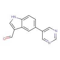 Chemical structure of 5-(pyrimidin-5-yl)-1H-indole-3-carbaldehyde - CSSB00020586417