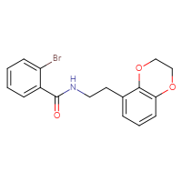 Chemical structure of 2-bromo-N-[2-(2,3-dihydro-1,4-benzodioxin-5-yl)ethyl]benzamide - CSSB02122011816