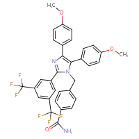 Chemical structure of 4-({2-[3,5-bis(trifluoromethyl)phenyl]-4,5-bis(4-methoxyphenyl)-1H-imidazol-1-yl}methyl)benzamide - CSSB00137314437