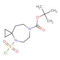 Chemical structure of tert-butyl 4-(chlorosulfonyl)-4,7-diazaspiro[2.6]nonane-7-carboxylate - CSSB00154499530