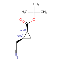 Chemical structure of rac-tert-butyl (1R,2R)-2-(cyanomethyl)cyclopropane-1-carboxylate - CSSB21291564290