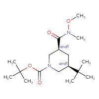 Chemical structure of rac-tert-butyl (3R,5R)-3-tert-butyl-5-[methoxy(methyl)carbamoyl]piperidine-1-carboxylate - CSSB21291563208