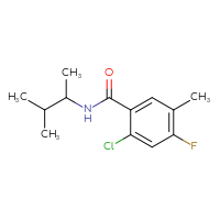 Chemical structure of 2-chloro-4-fluoro-5-methyl-N-(3-methylbutan-2-yl)benzamide - CSSB01390715814