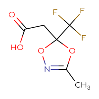 Chemical structure of 2-[3-methyl-5-(trifluoromethyl)-5H-1,4,2-dioxazol-5-yl]acetic acid - CSSB21043308318