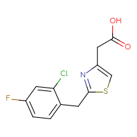 Chemical structure of 2-{2-[(2-chloro-4-fluorophenyl)methyl]-1,3-thiazol-4-yl}acetic acid - CSSB00000689749