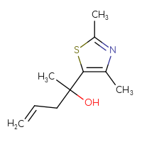 Chemical structure of 2-(2,4-dimethyl-1,3-thiazol-5-yl)pent-4-en-2-ol - CSSB00154262308