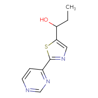 Chemical structure of 1-[2-(pyrimidin-4-yl)-1,3-thiazol-5-yl]propan-1-ol - CSSB21246417607